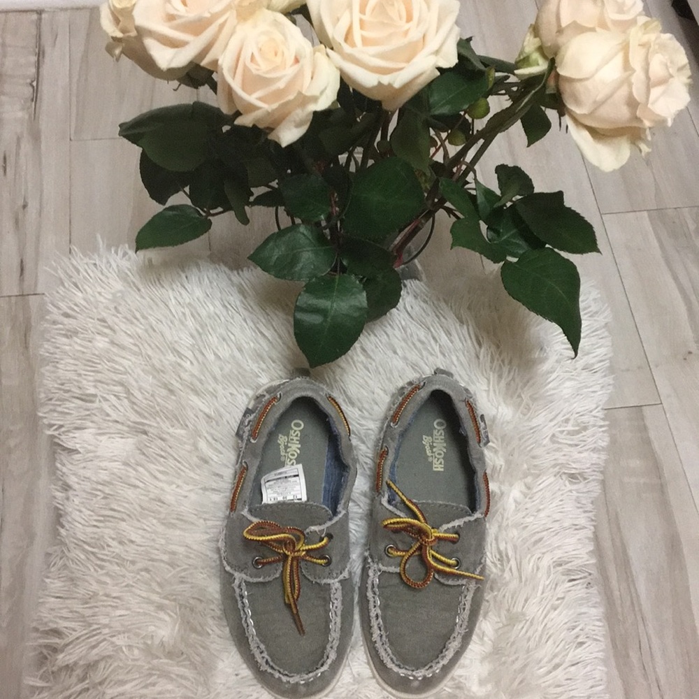 Boys Gray Oshkosh Frayed Boat Shoes